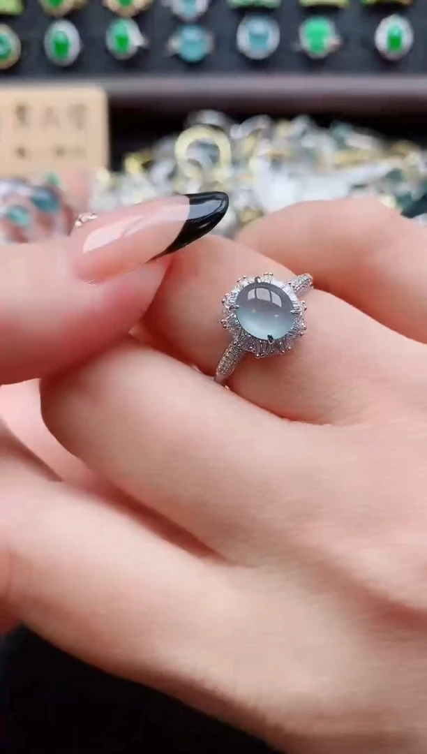 银S925镶嵌戒指翡翠1