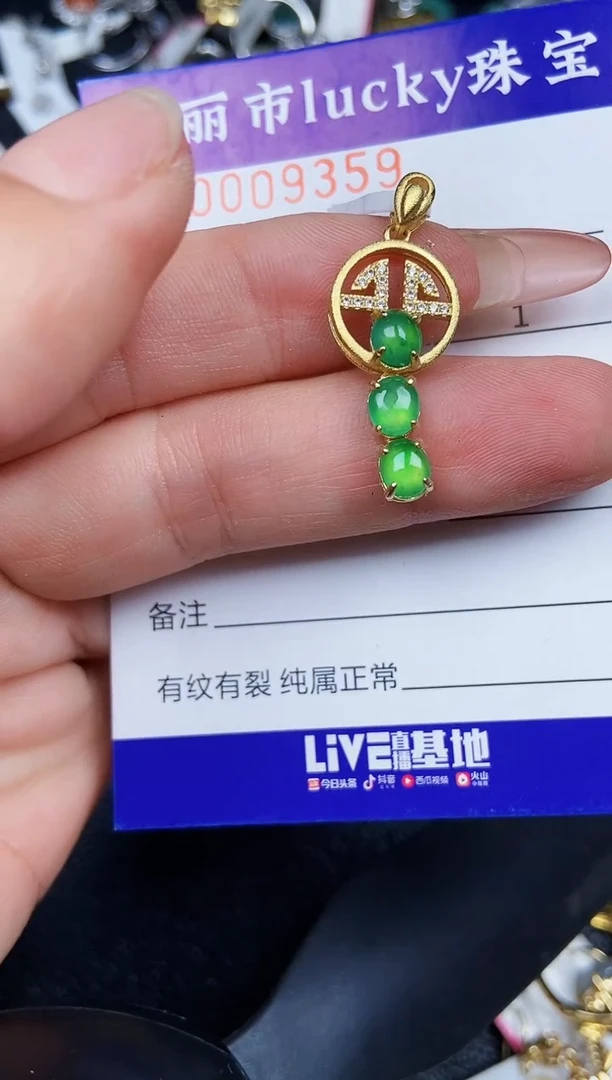 翡翠银S925镶嵌颈饰9359