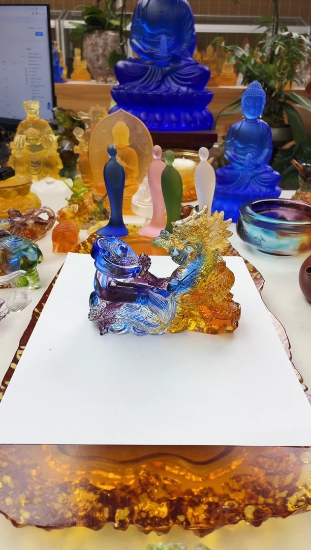 手工艺品琉璃家居摆件龙头如意彩色