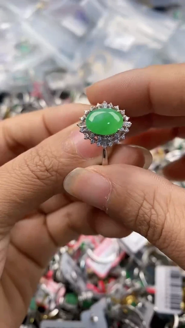 银S925镶嵌戒指翡翠222--10
