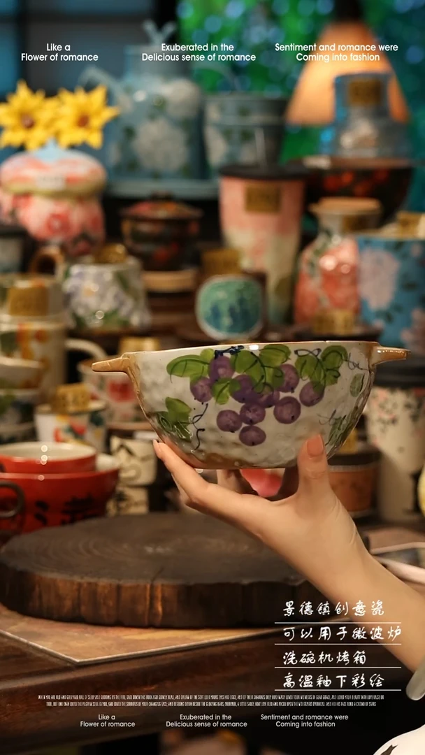 陶瓷景德镇高温釉下彩手工手绘款式@A0554@