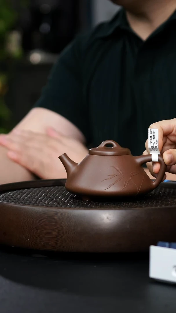 陆*壹CY-0003子冶石瓢（泥绘竹）-底槽清-260cc