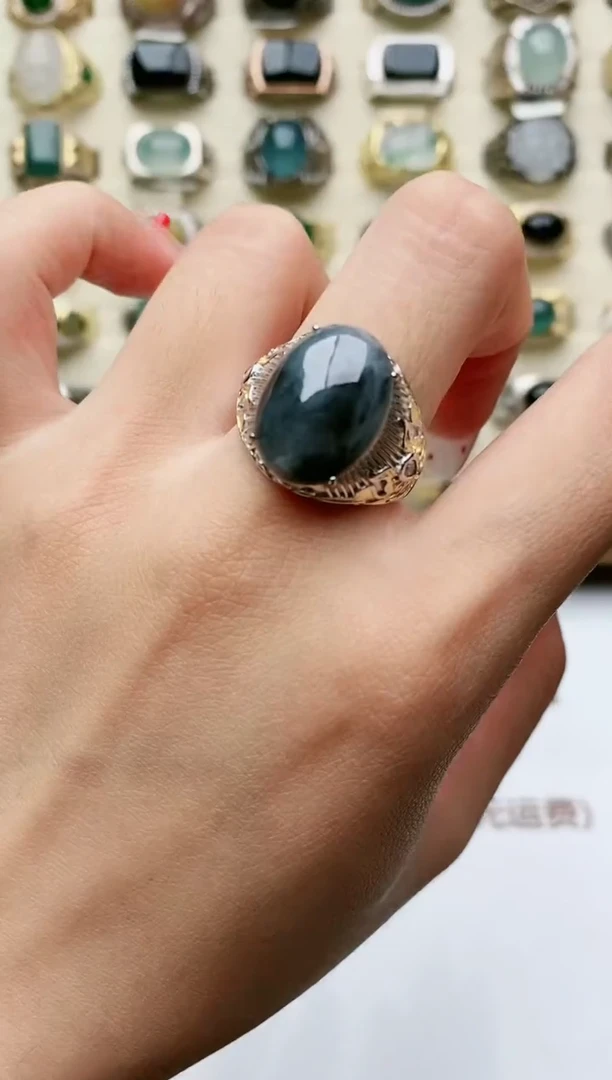 翡翠戒指未镶嵌天然翡翠男戒