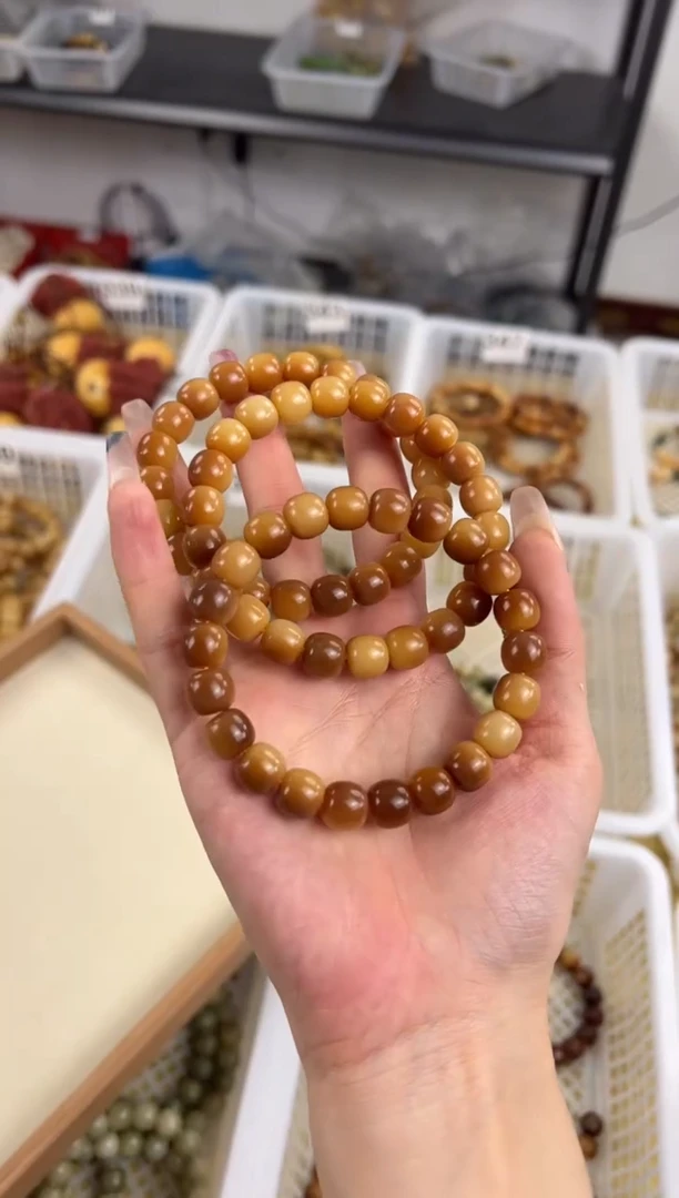 手串菩提根/象牙果卡9风化小黄豆高油文玩手串347
