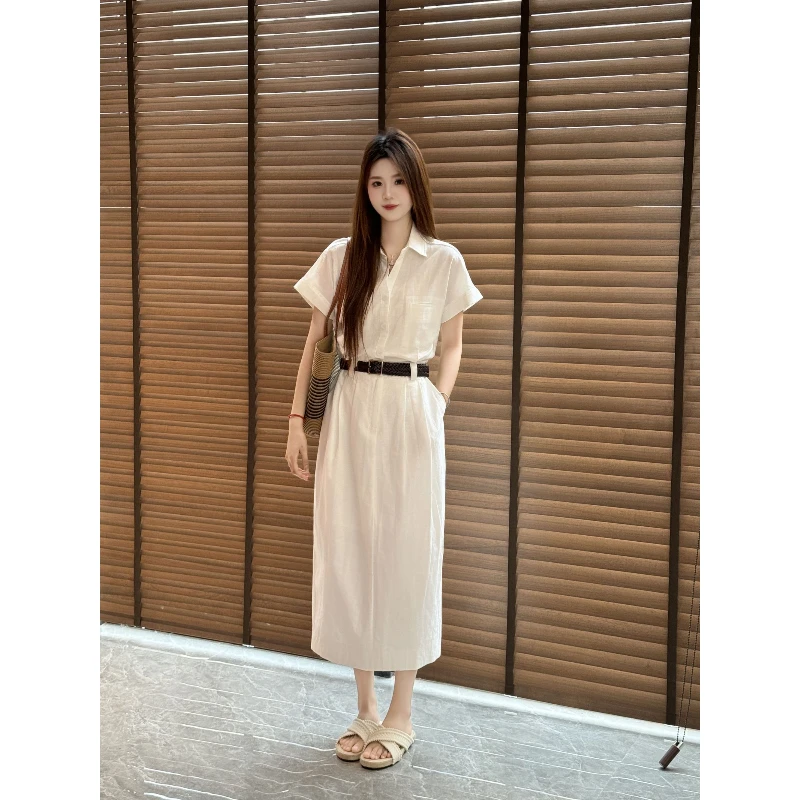 宿慕SUMU新款气质连衣裙2025夏季新款5-19舒适透气纯色长裙F6302P