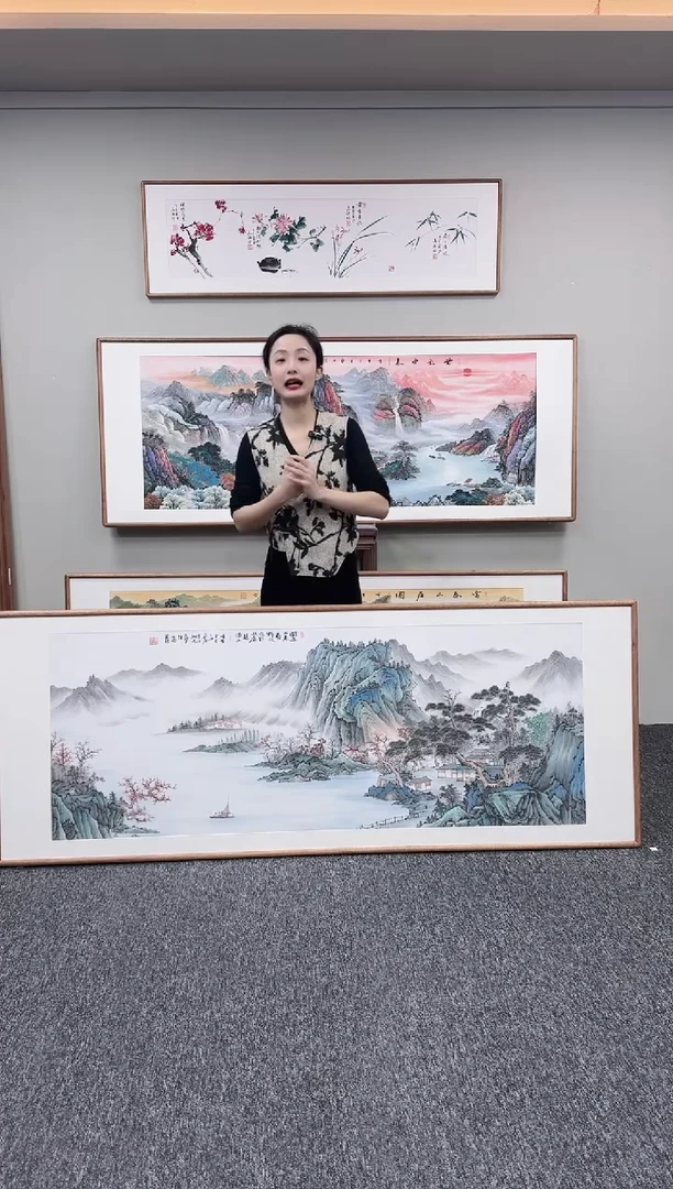 国画仿古山水210*80手绘作品