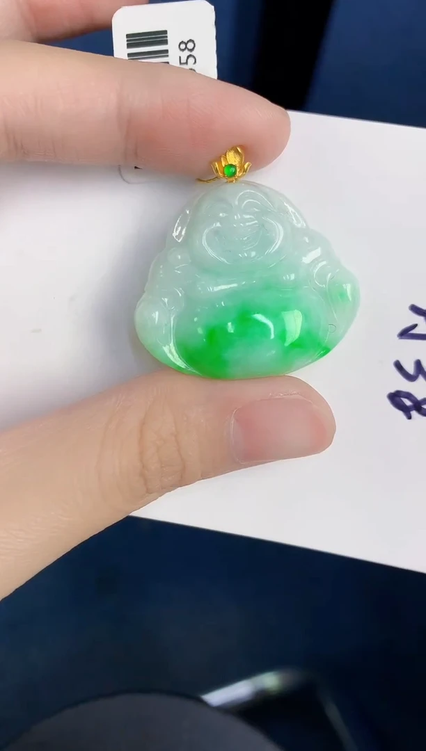 颈饰18K金镶嵌翡翠天然翡翠缅甸A货