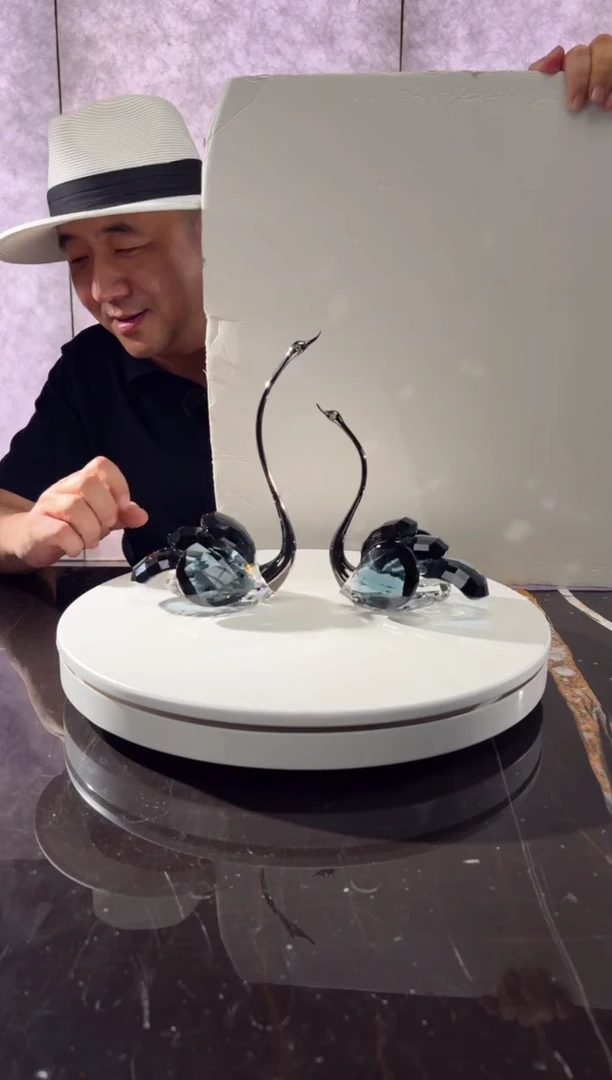 摆件CS0103050墨兰水晶天鹅一对
