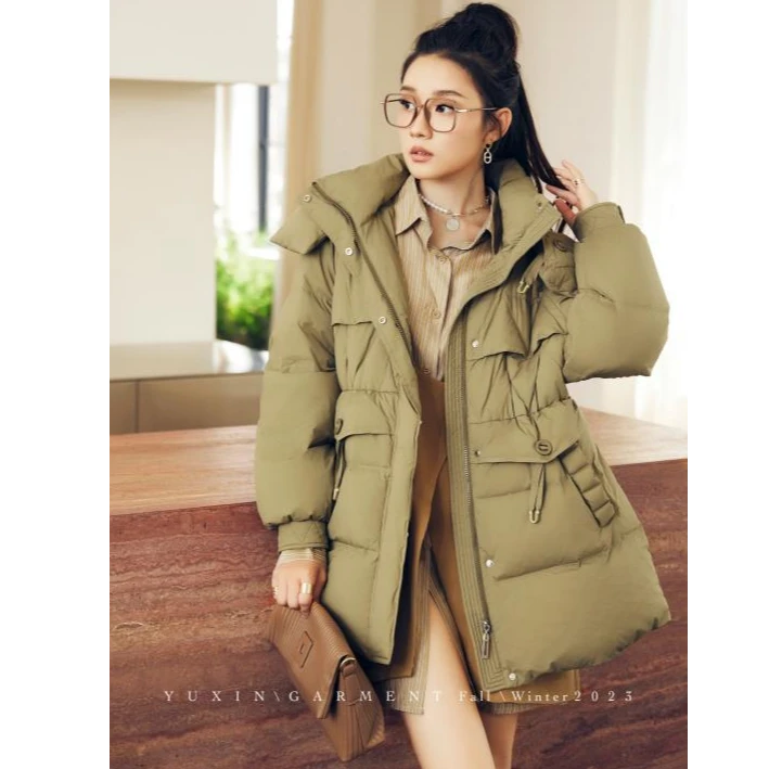 【假一赔三】Yu Xin/鈺欣羽绒服女纯色连款中长款YXFD01632/AP