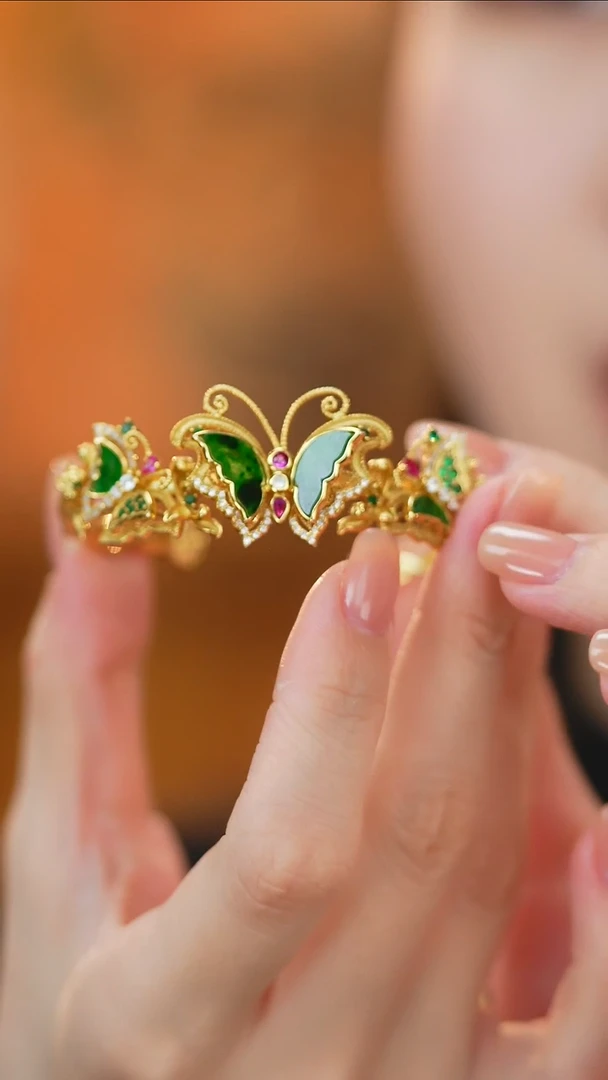 翡翠手镯银S925镶嵌新款