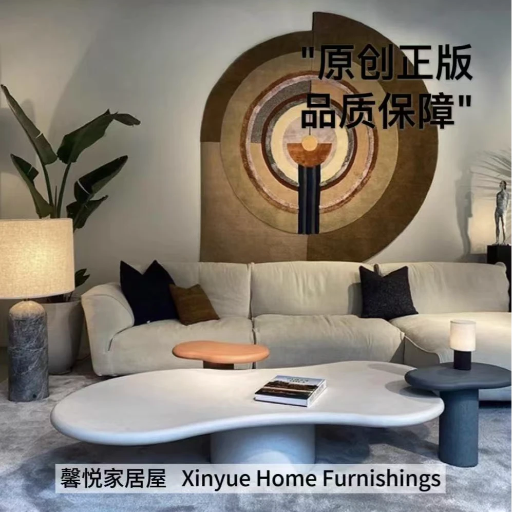 奶油风木质艺术茶几侘寂风设计感小户型客厅民宿创意白色云朵茶几