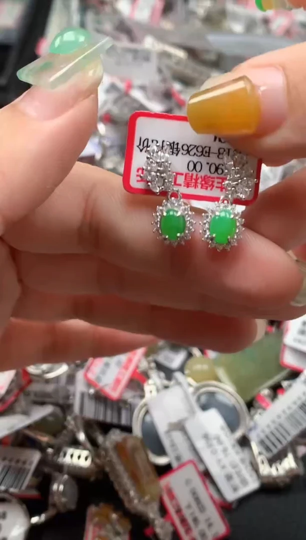 银S925镶嵌戒指翡翠天然A货缅甸翡翠
