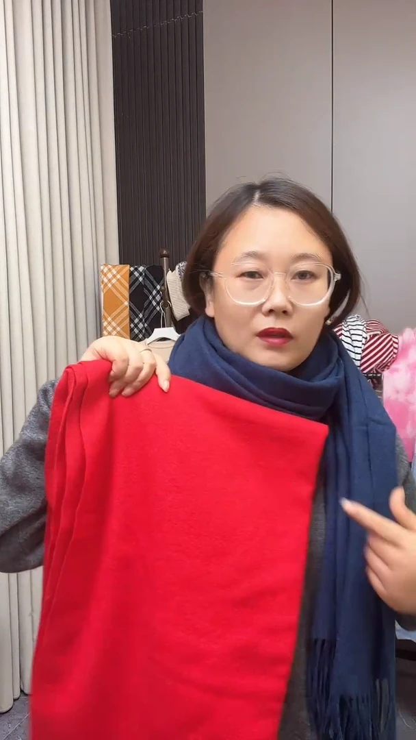 山羊绒处理围巾披肩红色