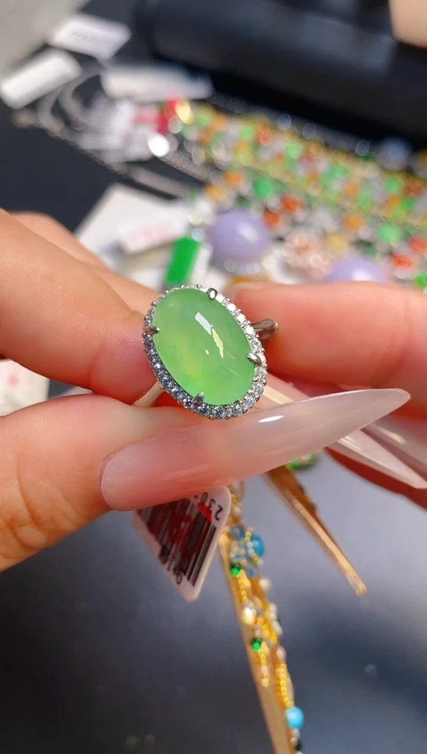 银S925镶嵌戒指翡翠天然