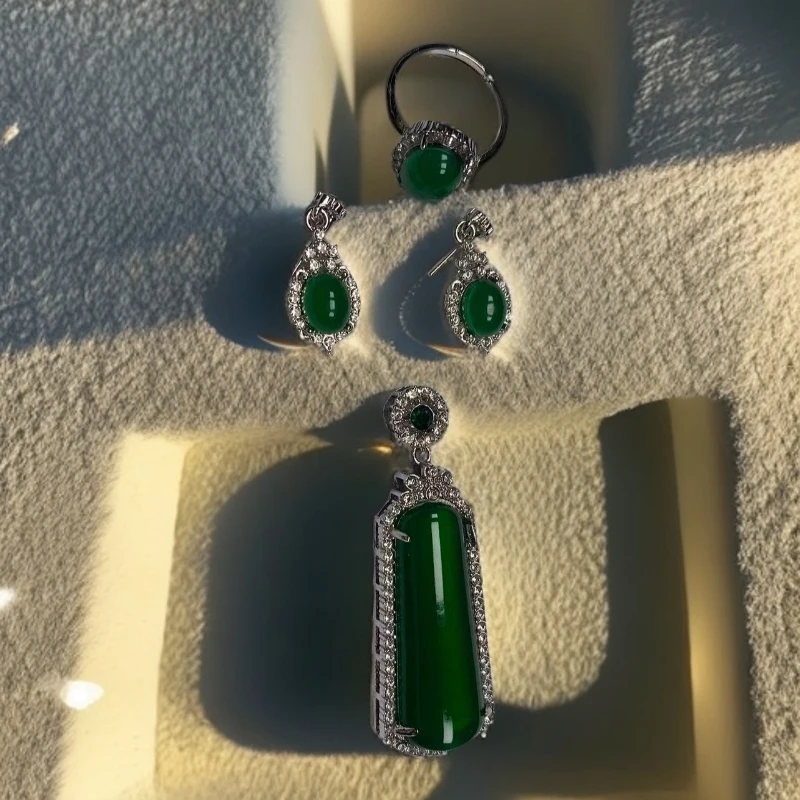 非金属珐琅吊坠 繁繁甄选 P022哥伦比亚沃顿绿系列三件套