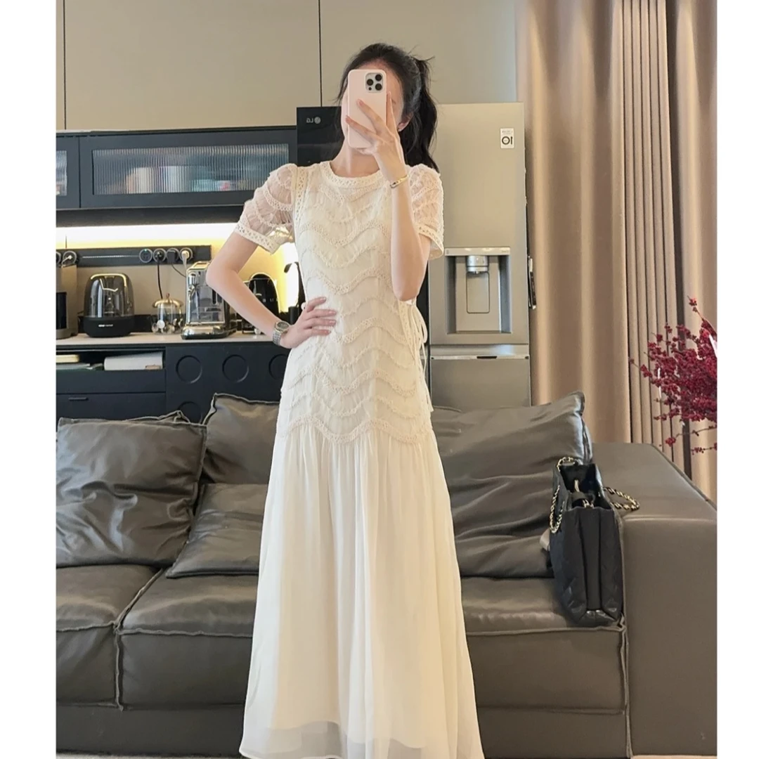 【现货】Zwinnie/詹维尼【美疯】进口机织重工 蕾丝拼接面料连衣裙