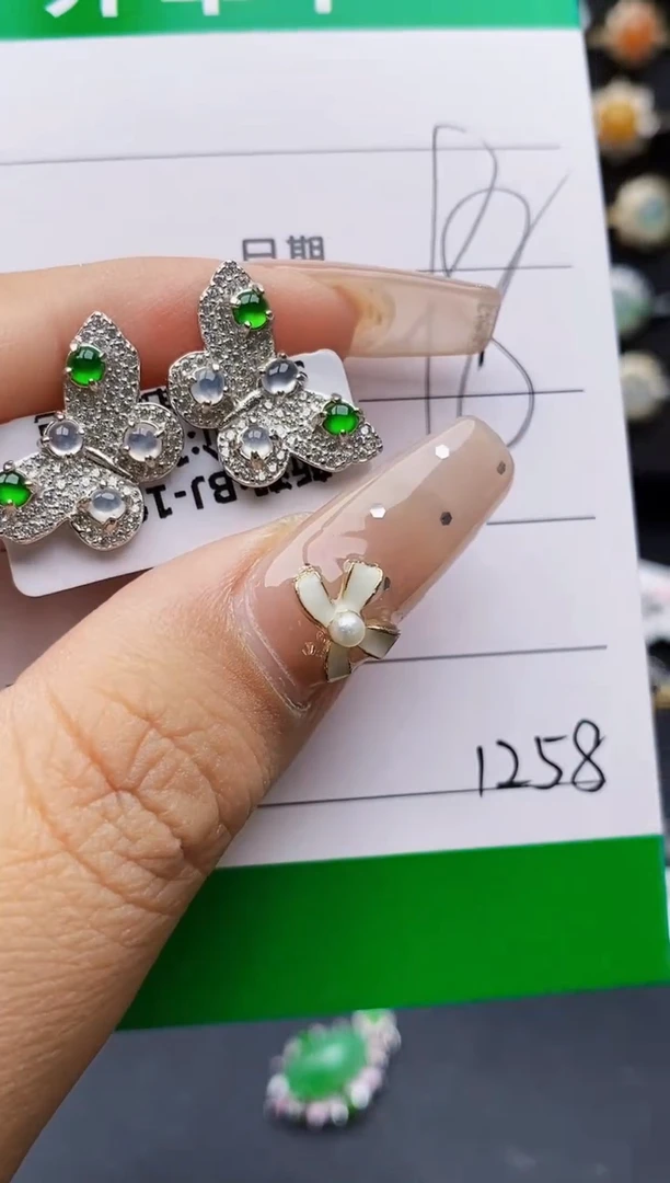 翡翠戒指银S925镶嵌1258