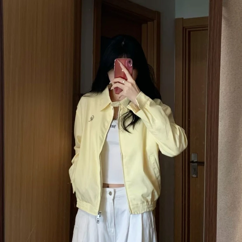 国潮牌翻领夹克女春秋宽松百搭气质休闲松弛感显瘦学院风短款外套