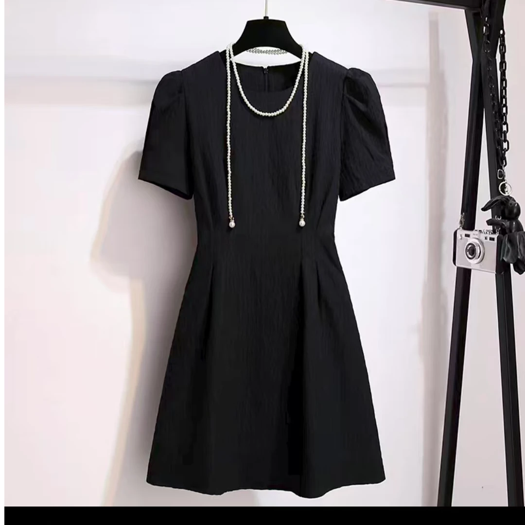 法式夏季收腰百搭泡泡袖连衣裙潮流气质设计师女装