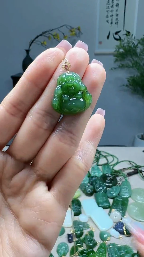 吊坠(不含链)18K金镶嵌和田玉1