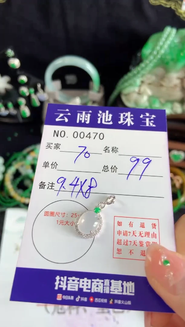 【闪购商品】翡翠颈饰银S925镶嵌翡翠