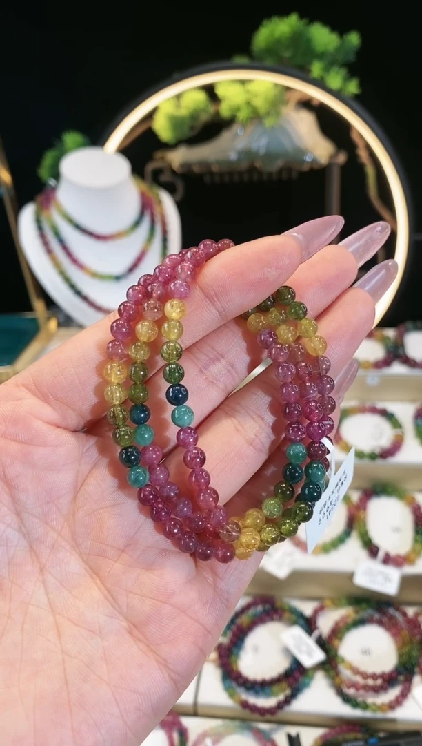 【闪购商品】碧玺手链未镶嵌 G2341三圈颜色微差