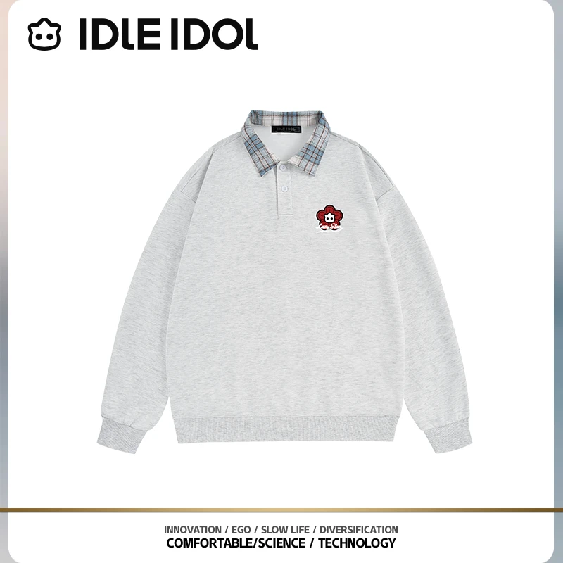 IDLE IDOL春季新款时尚高街翻领情侣穿搭卫衣百搭休闲长袖