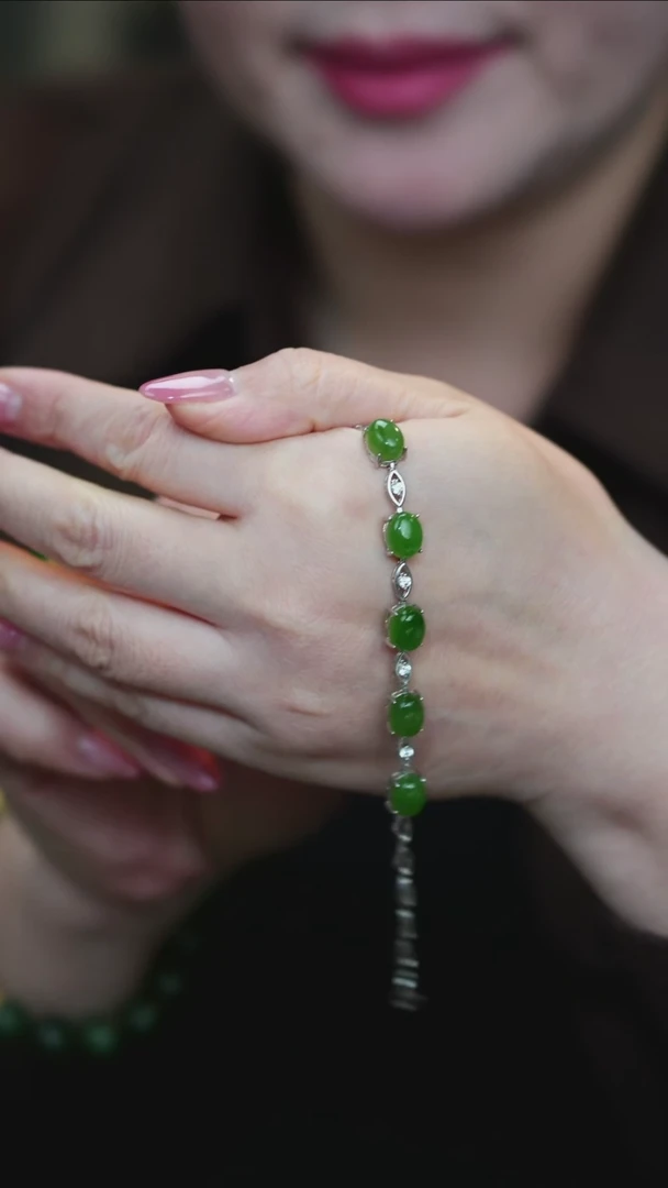 银S925镶嵌手链和田玉C46-81 手链