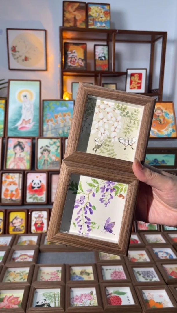 【闪购商品】国画【紫藤槐花】手绘装饰画摆台