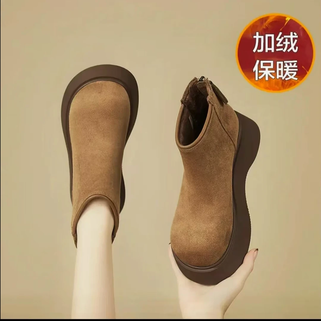 博肯鞋--5公分2024厚底英伦百搭时尚加绒中筒