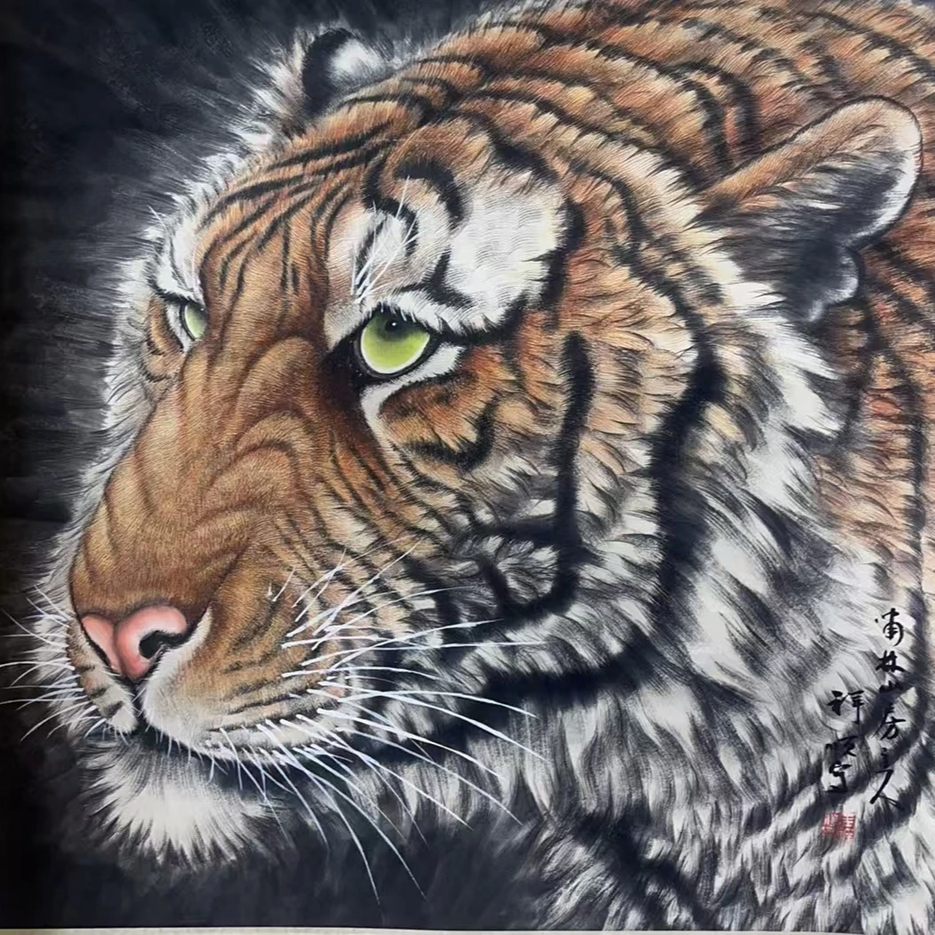 孟XS款 老虎绘画立轴70*70 4.4平尺