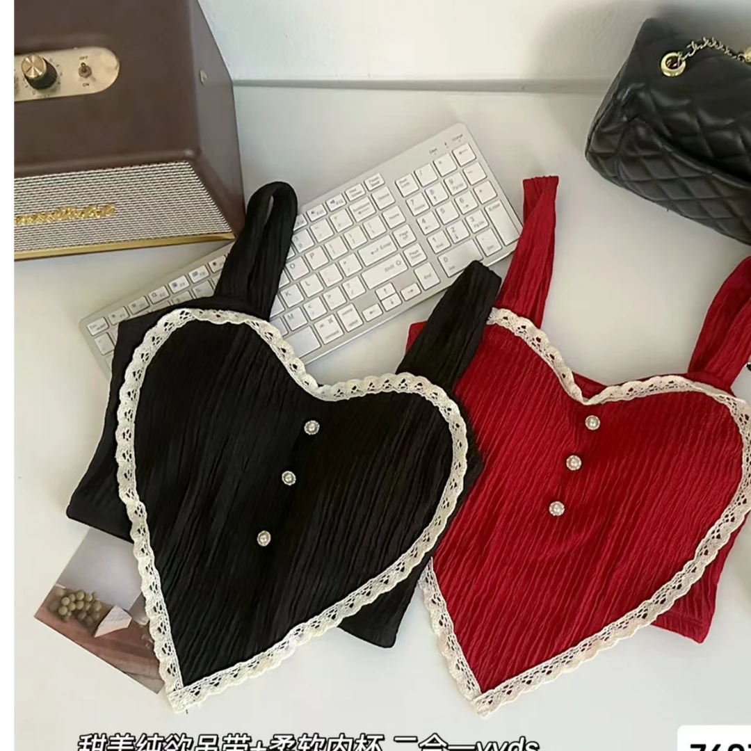 修身型千金风辣妹风标准背心吊带时尚复古韩版纯欲无袖气质