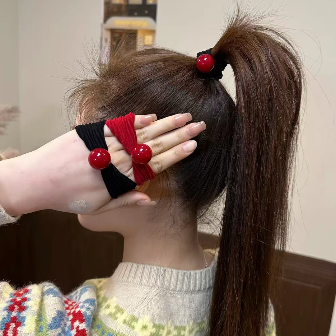依牧安可拉红发圈复古气质本命年新年头绳韩版高弹力马尾发绳