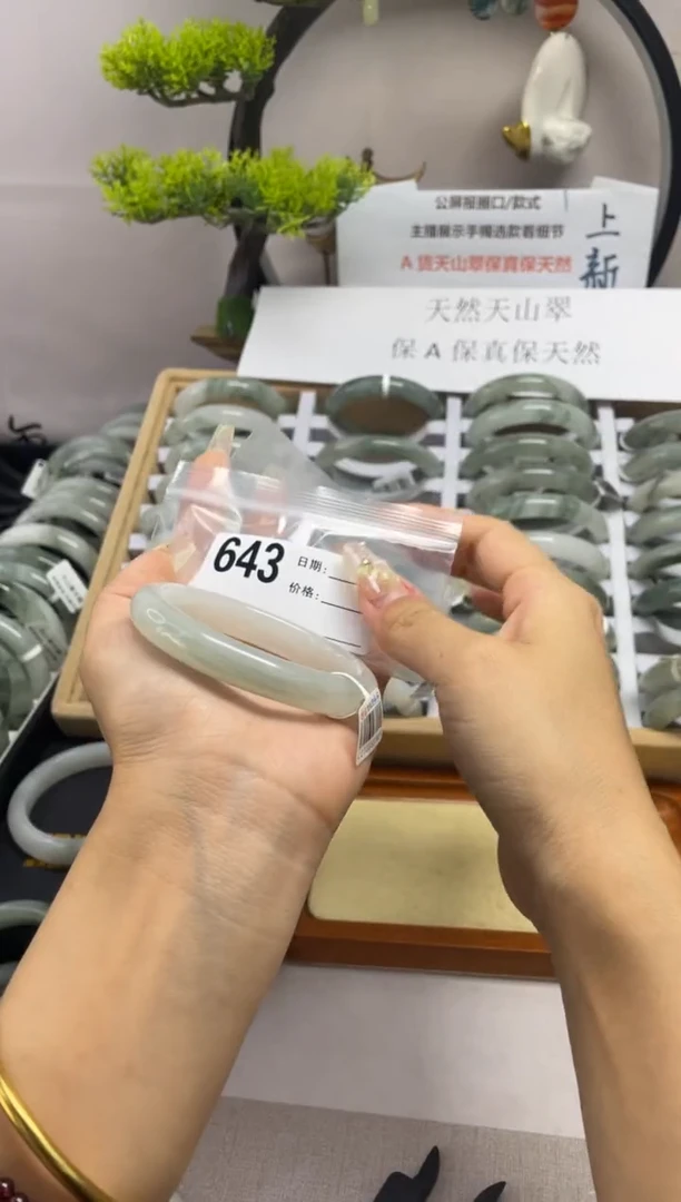 石英质玉（天山翠）手镯未镶嵌643