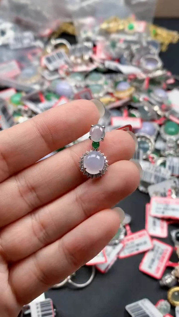 银S925镶嵌戒指翡翠天然A货缅甸翡翠