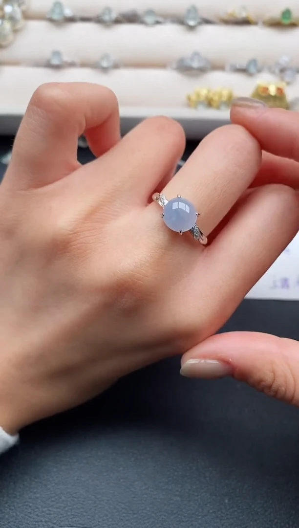 银S925镶嵌戒指翡翠2222222+7