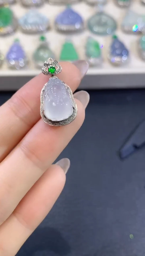 翡翠18K金镶嵌吊坠(不含链)Z4