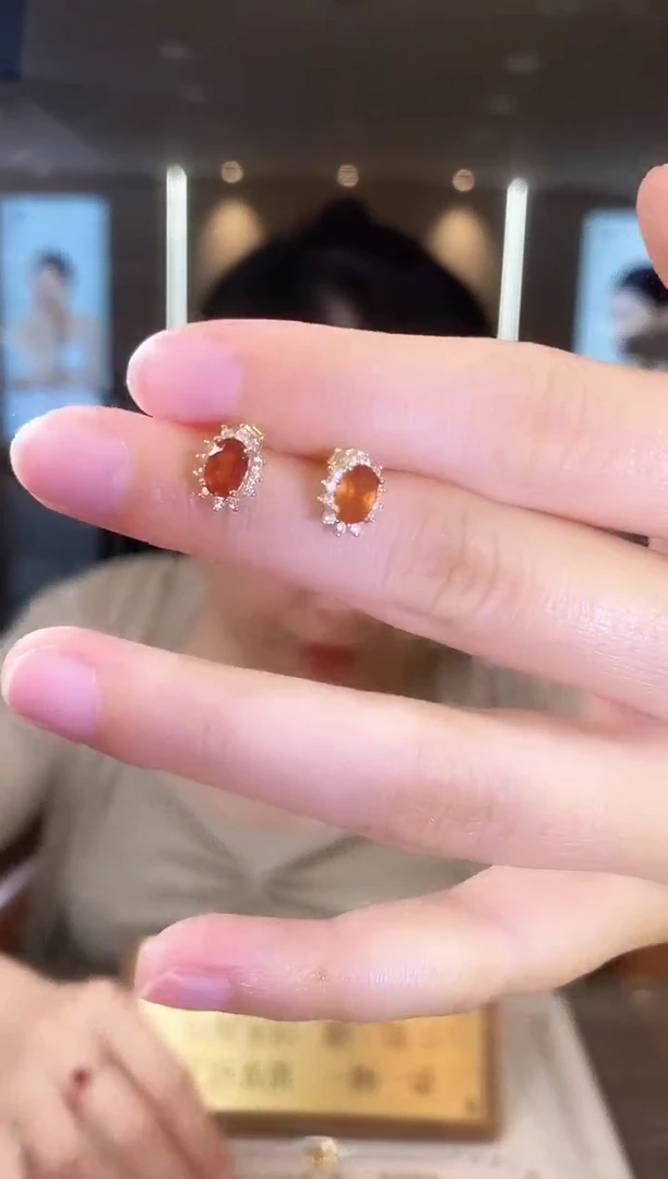 石榴石耳饰银S925镶嵌04