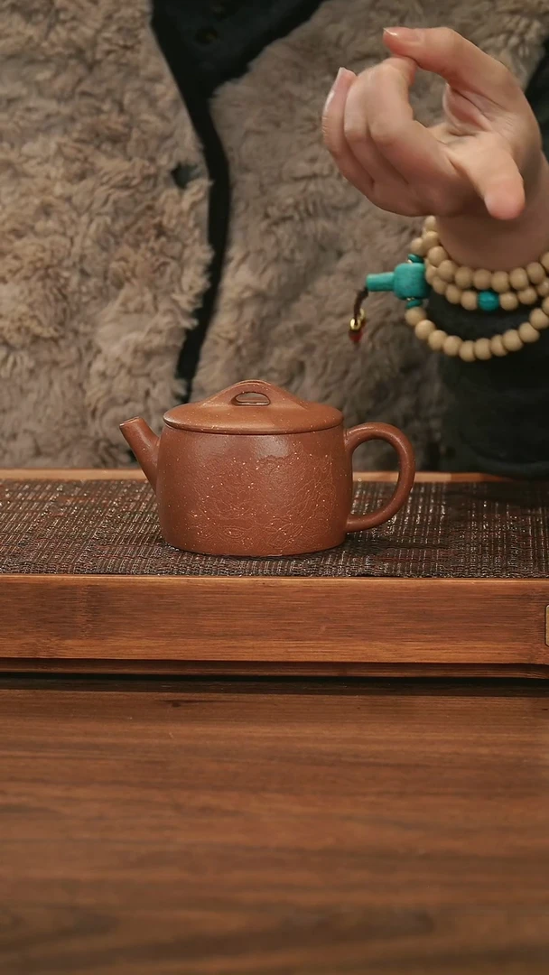 【闪购商品】紫砂茶壶 汉瓦 龙山朱砂 带刻绘