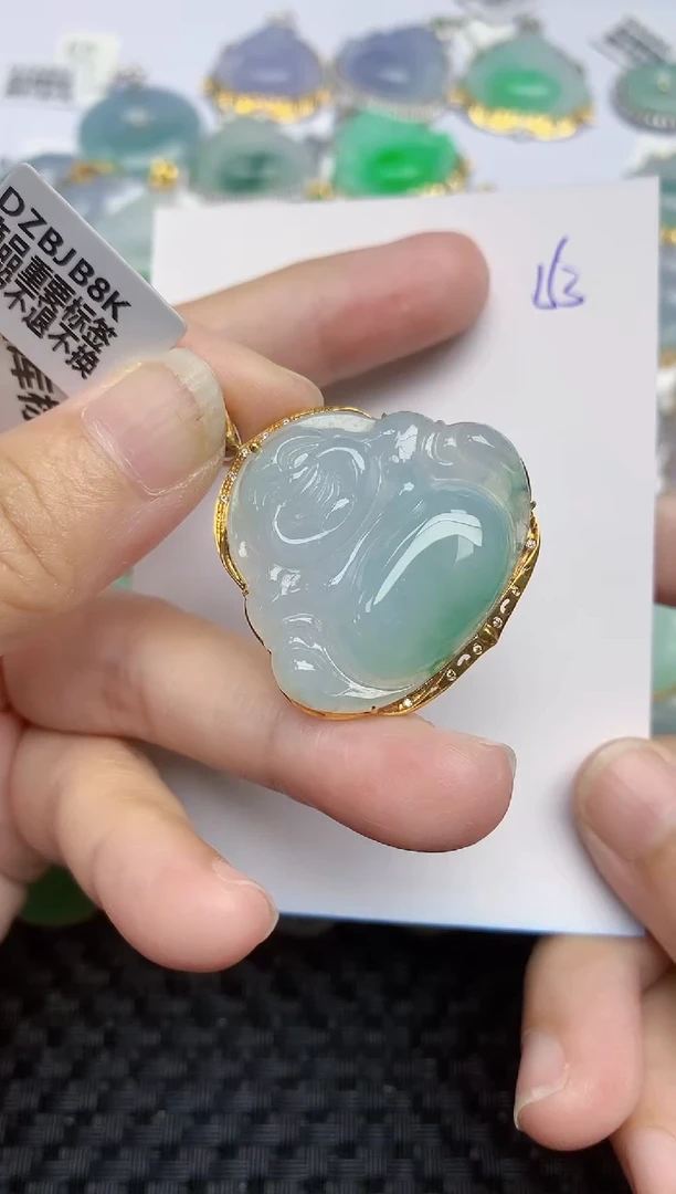 翡翠18K金镶嵌颈饰天然A货翡翠 153