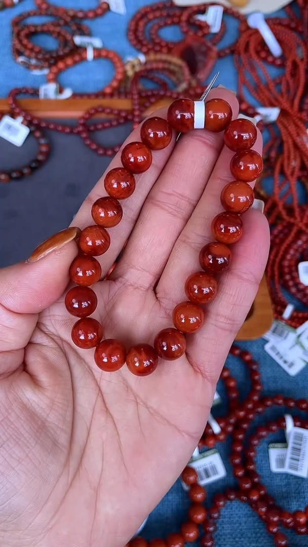 未镶嵌手串南红玛瑙N57凉山瓦西料双色锦红单圈