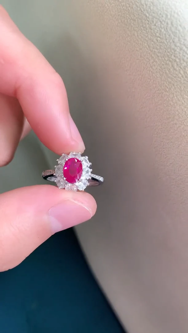 银S925镶嵌戒指红宝石戒指