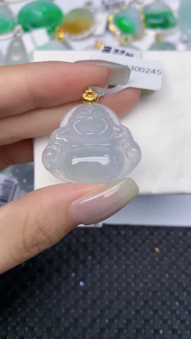 颈饰18K金镶嵌翡翠天然缅甸翡翠a货百元以上9元证书费自理