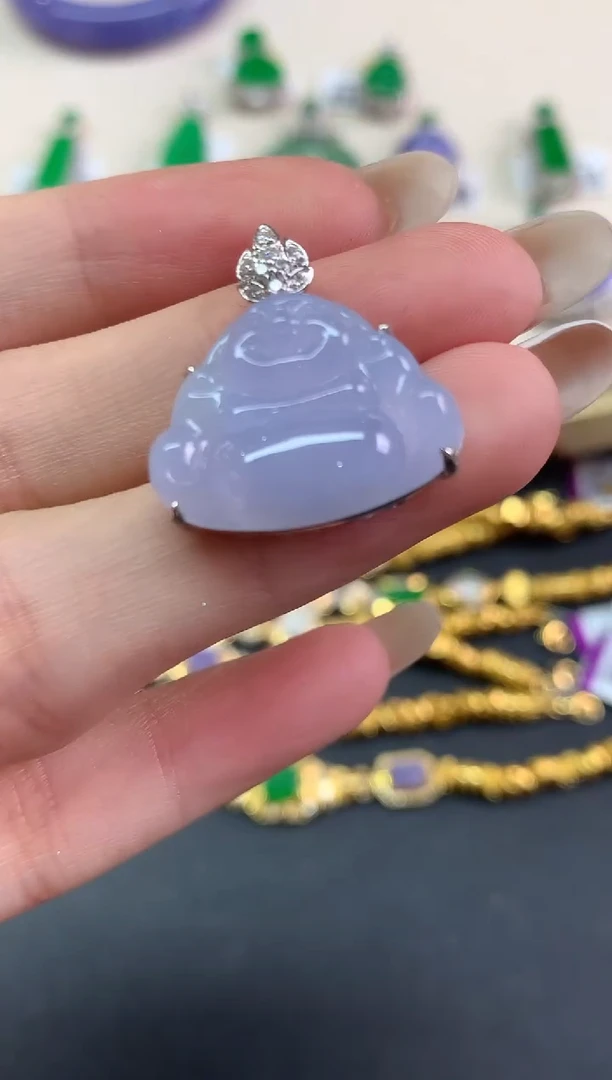 吊坠(不含链)18K金镶嵌翡翠吊坠(不含链)|6800
