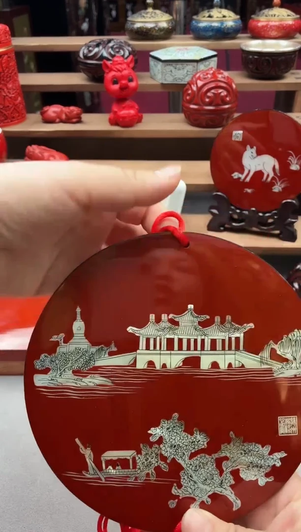 扬州漆器平磨16圆中国结