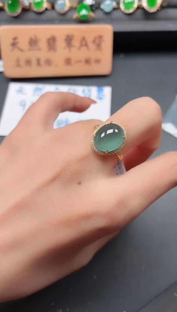 银S925镶嵌戒指翡翠1