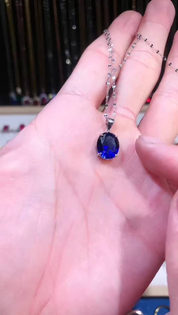 【闪购商品】蓝宝石吊坠(赠链)银S925镶嵌11111