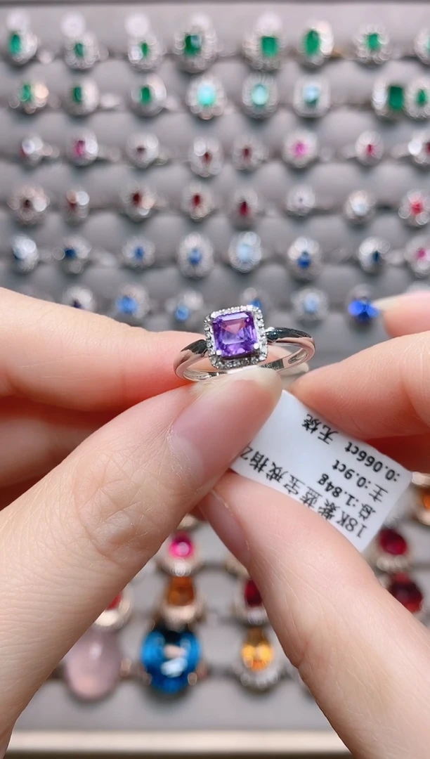 【闪购商品】彩色蓝宝石18K金戒指18K金镶嵌1