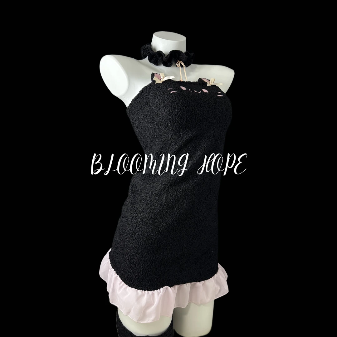 BLOOMING HOPE性感可爱二次元少女甜美宅宅女抹胸纯欲包臀连衣裙