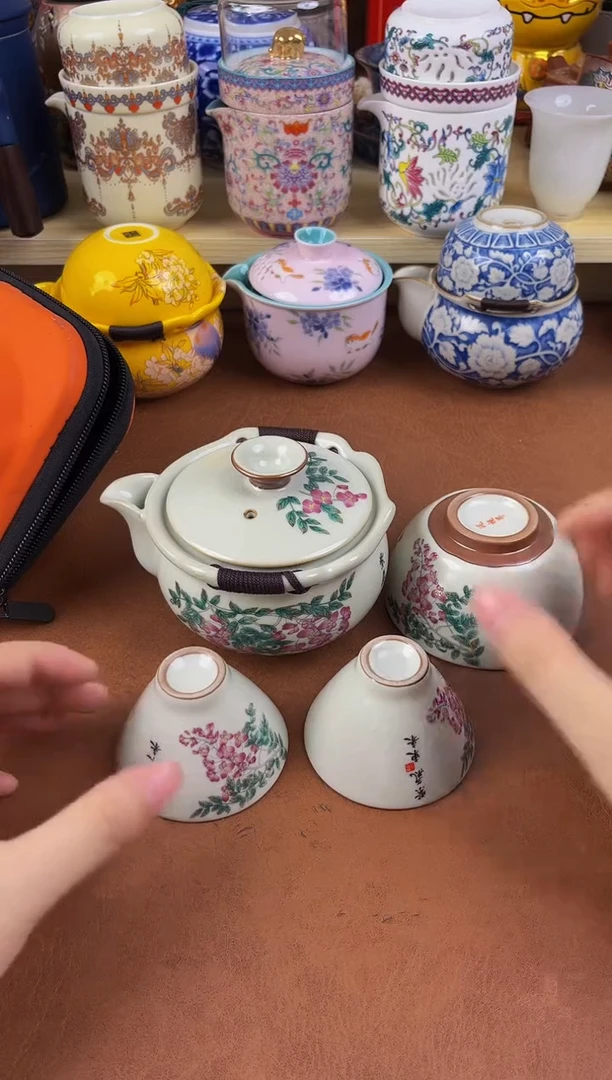 陶瓷茶具摆件旅行套组